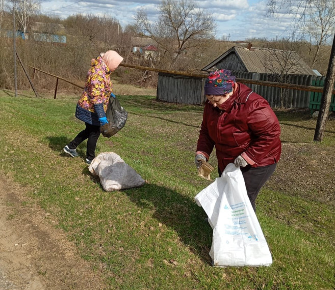 Субботник по уборке мусора и сухой травы в с. Челмодеевский Майдан.